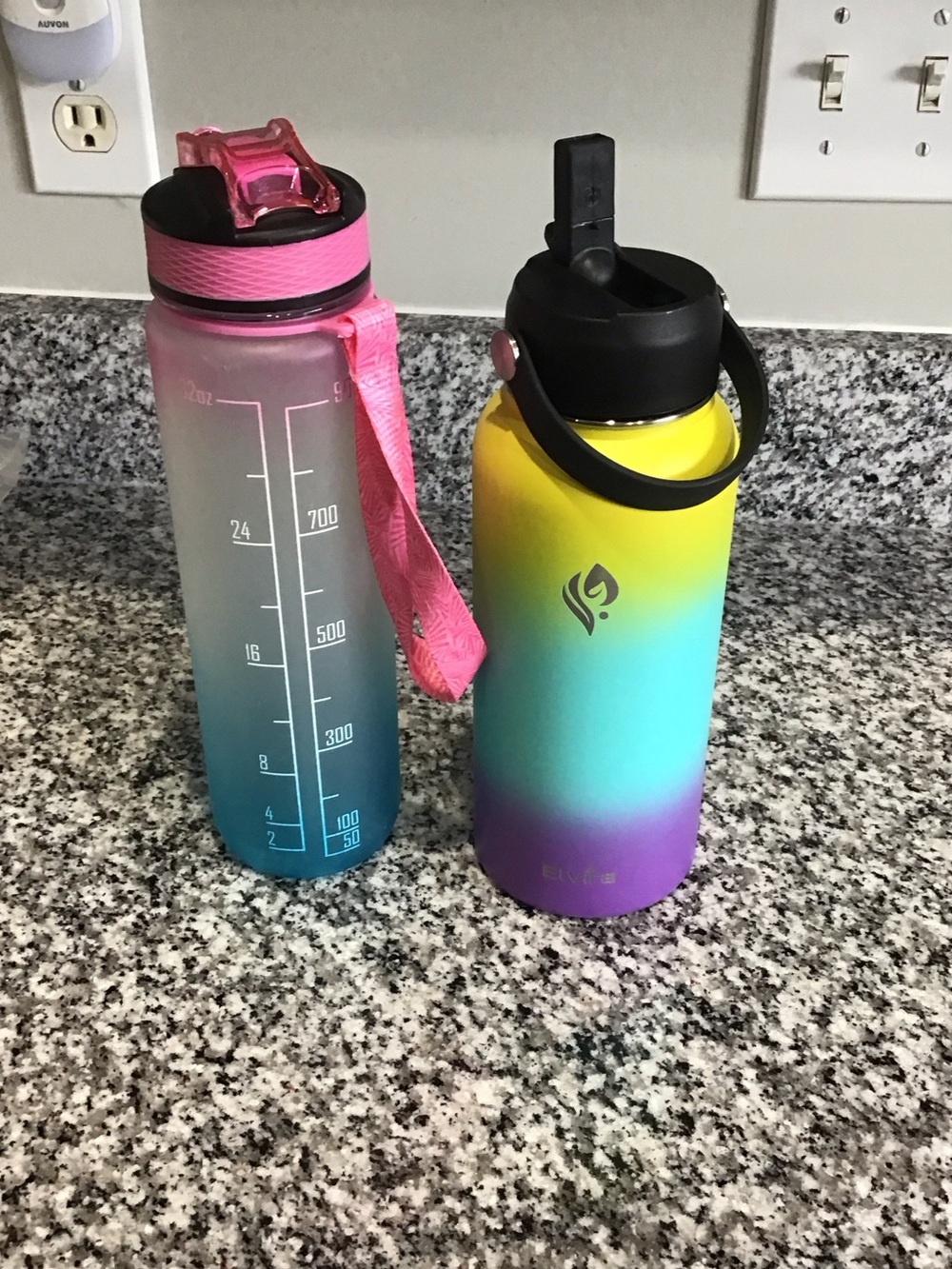 Rainbow Gradient Stainless Steel Water Bottle with Straw Lid